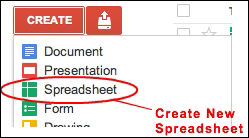 Getting started &ndash; creating a new spreadsheet