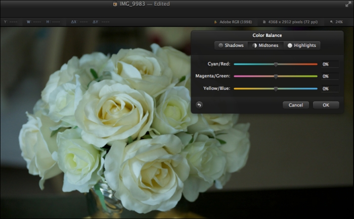 Adjusting color