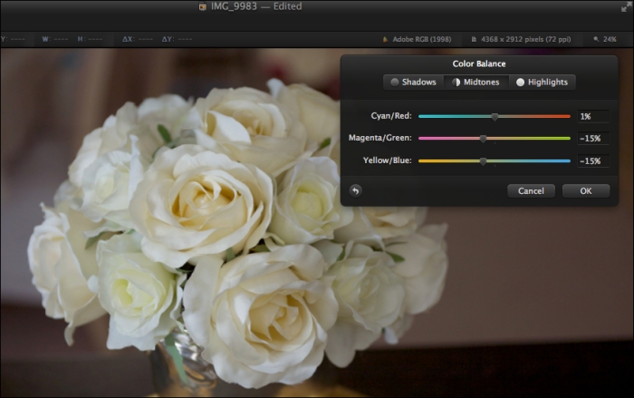 Adjusting color