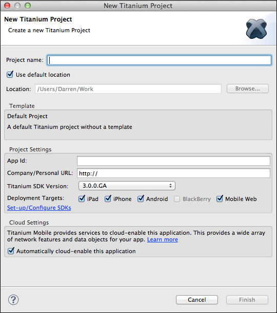 Time for action – creating an app from a template