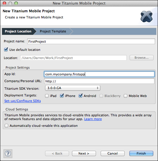 Time for action – creating an app from a template