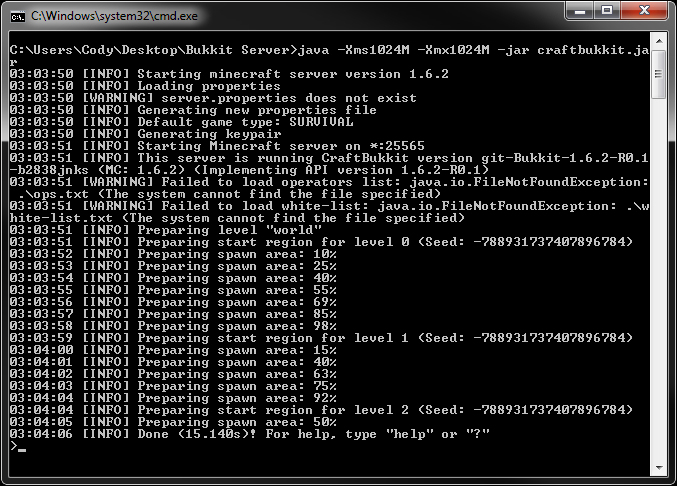 command to fill up minecraft server files