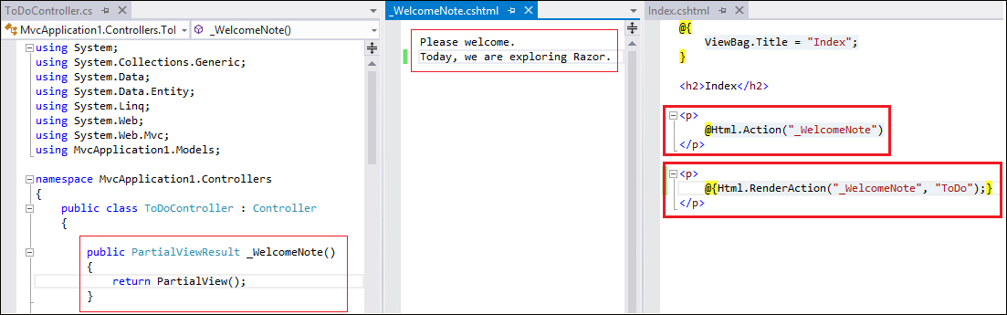 Action and RenderAction helpers