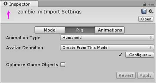 Choosing the appropriate rig import settings