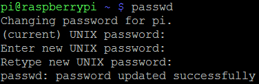 Changing the default user password