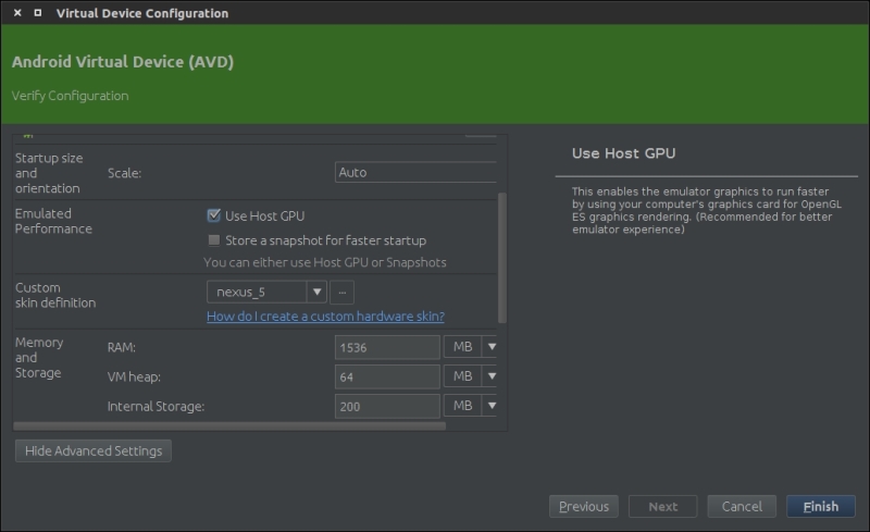 Setting up AVD from Android Studio