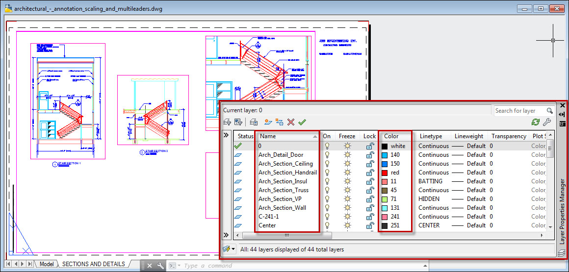 autocad fonts bold by color