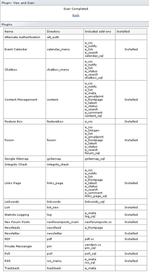 Scan Plugin Directories