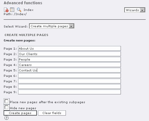 Setting up an Example Page Structure
